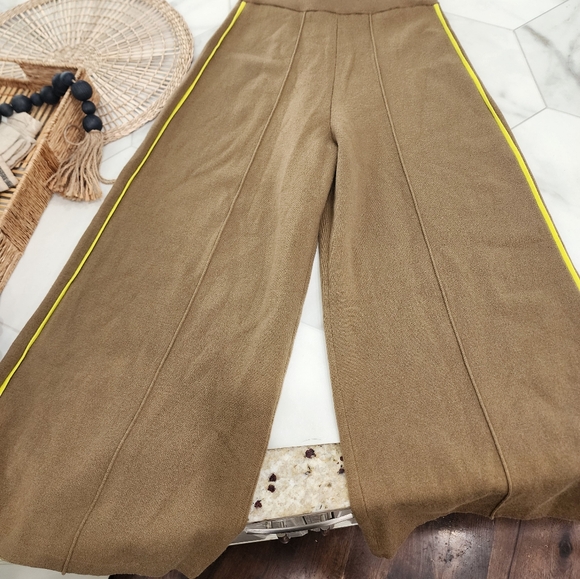 [ BEATRICE b.]- WOMEN'S size 6, tan- brown/Yellow  pull on WOOL WIDE LEG TROUSER - Picture 7 of 16
